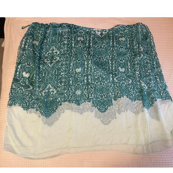 Coldwater Creek Green Printed Boho Scrunched Shoulder ResortWear Swim Coverup OS - Picture 7 of 11
